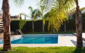 A compact backyard swimming pool